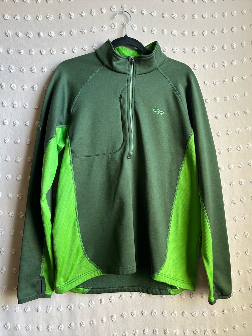 Outdoor Research Men’s Radiant Hyrbid Pullover Fleece Quarter Zip Sz L Green